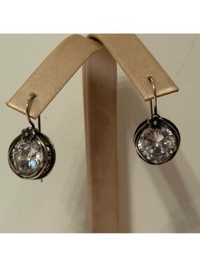 DIDAE ISRAEL EARRINGS STERLING SILVER 925 CZ CUBIC ZIRCONIA ROUND FRENCH HOOK